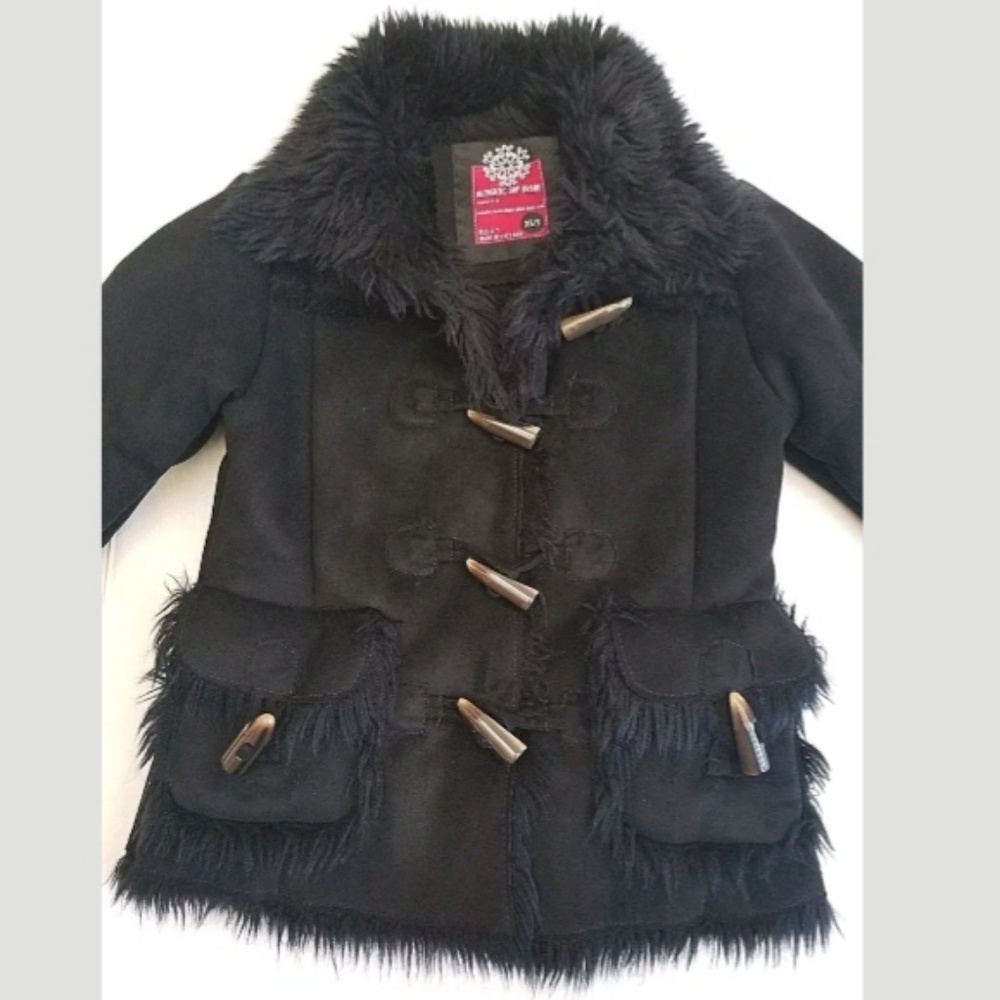 GAP KIDS BLKSUEDEFAUX FUR TOGGLE JACKET SZ 4-7 - Picture 3 of 4